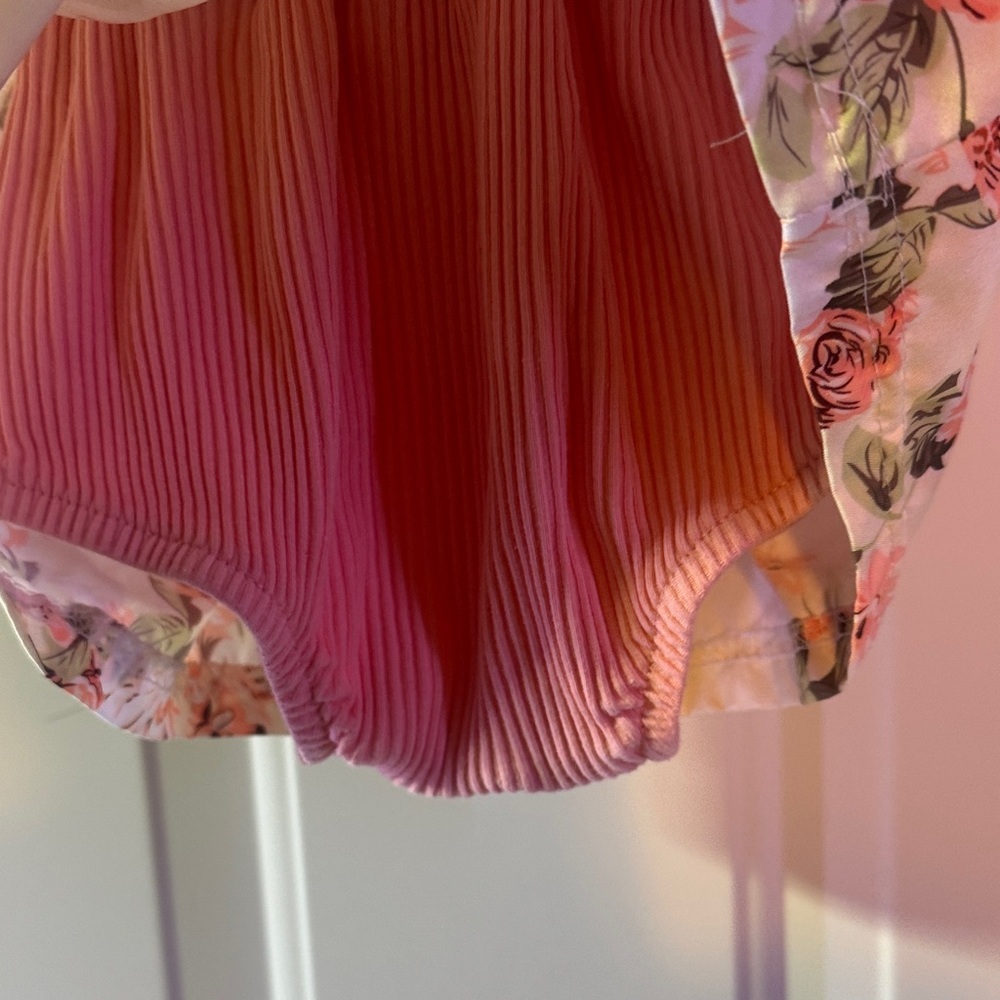Floral Pink Baby Dress with Ruffles & Suspenders - Size 60 (3-6M) - Picture 7 of 7